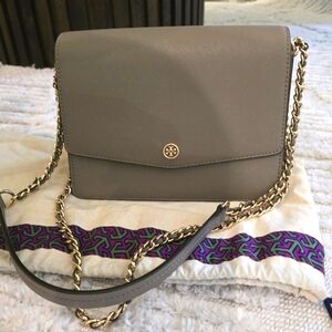 🌟Tory Burch Saffiano Leather Convertible Shoulder bag - Taupe